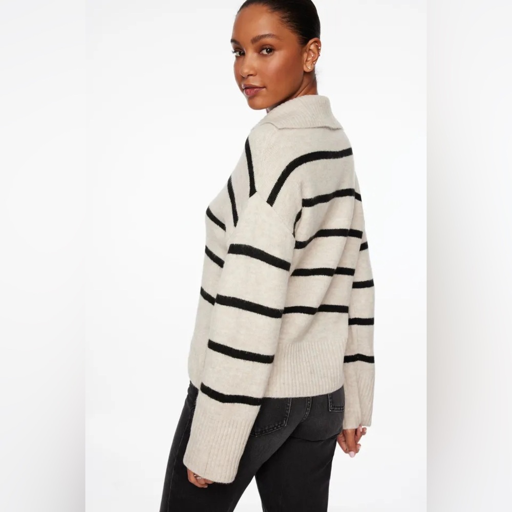 Dynamite Striped Black and Cream Sweater - Picture 3 of 10